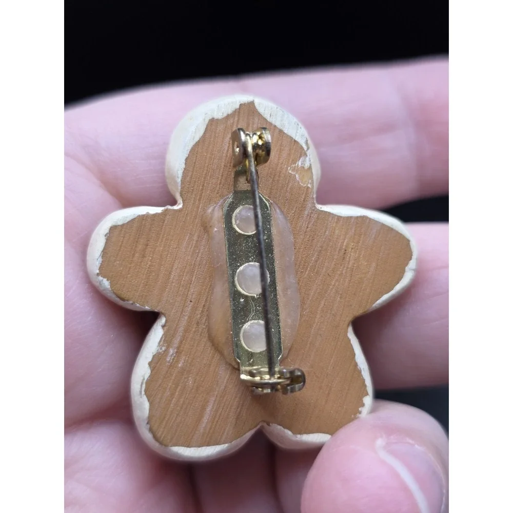 Gingerbread Man With Green Scarf & Candy Cane Lapel Pin